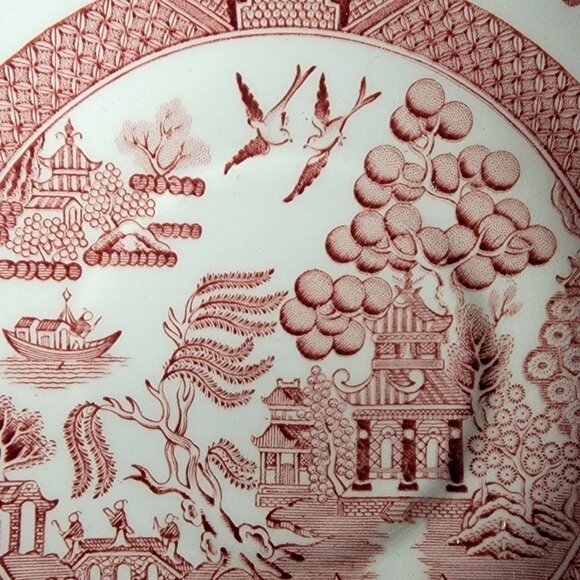 Spode Red Willow Cup and Saucer Set Archive Collection Cranberry Repro England - Picture 4 of 13